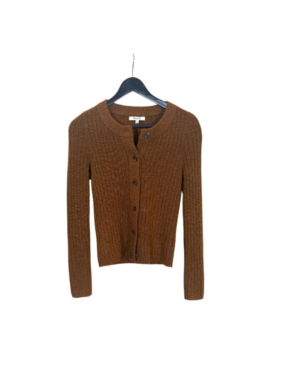 Madewell Merritt Shrunken Merino Wool Blend Brown Button Up Cardigan XXS